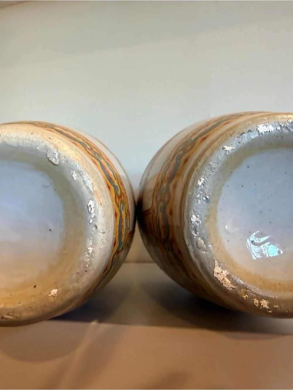 Pair Vintage Japanese Satsuma Style Porcelain Vases Hand Painted Birds Floral